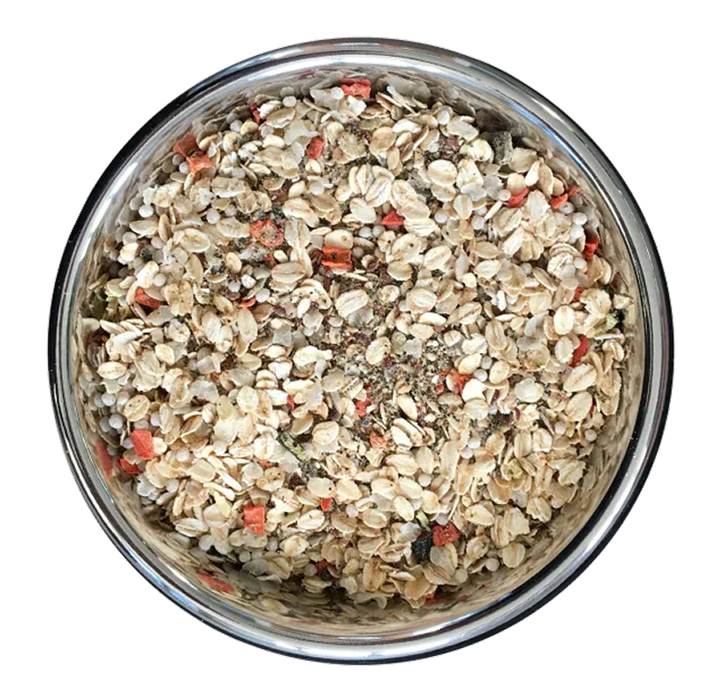 Gros plan du muesli sec Sanalio, avant préparation.